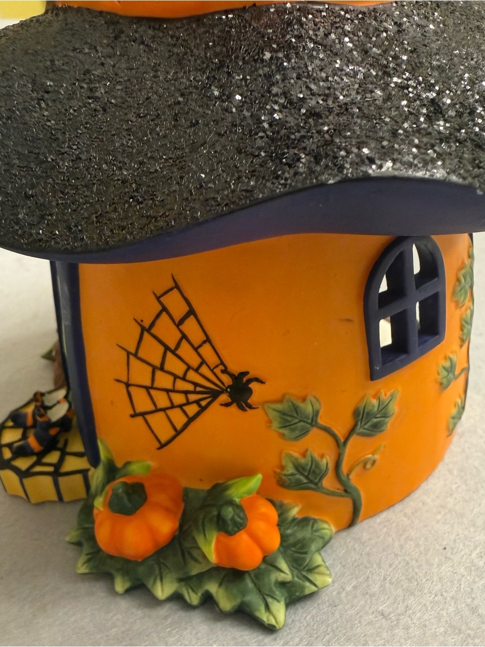 PartyLite Halloween Candle Holder Ceramic Pumpkin Witch House Retired Vintage - Picture 7 of 16